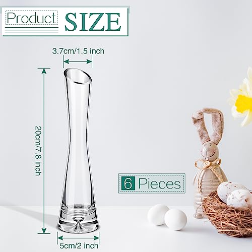 Lallisa 6 Pcs Glass Bud Vases for Centerpieces Maria Modern Clear Small Skinny Decorative Single Flower Bud Vase for Wedding Party Event Home Office Decoration(7.87 Inch,Transparent Color) - color: Transparent Color, size: 7.87 Inch