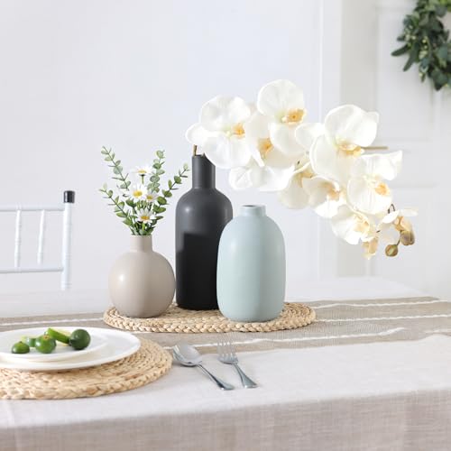 Ceramic Vase Set of 3, Large Neutral Rustic Vases for Farmhouse Decor, Pampas Grass & Dried Flowers and Table Living Room Home Decor - color: 3pcs-multicolor Large