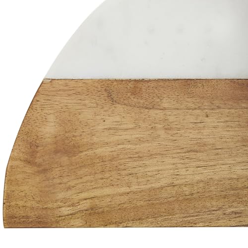 Deco 79 Mango Wood Geometric Decorative Bookends Arched 5 lbs Non Skid Bookends with White Marble Tops, Set of 2 Office Bookends5 W, 5" H, Brown - size: 5"W, 5"H