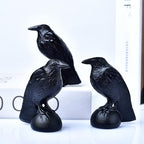 Black Obsidian Raven Statue 3.15" Large Crow Statue Figurine Healing Crystal Stone Sculpture Reiki Meditation Gothic Home Decor Gift