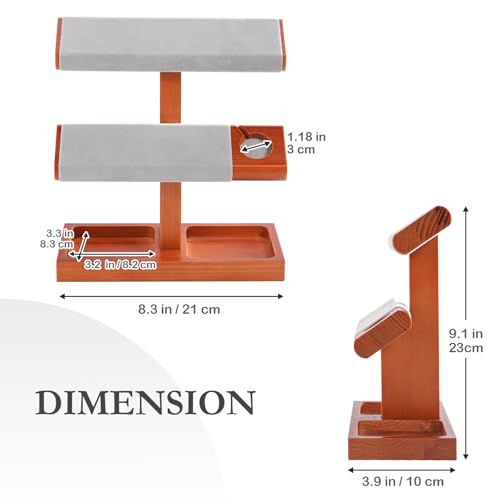 ProCase Wood Watch Display Stand Holder for Men, Wristwatch Tower with T-Bar Design, Hanging Watch Rack, Wooden Wrist Watch Tree - color: Lightbrown, size: 2-Tier