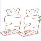 Creative Minimalist Style Bookends Metal Adjustable Books Holder Stand Book Rack Desk Bookend - Carrot, Rose Gold - color: Carrot, Rose Gold