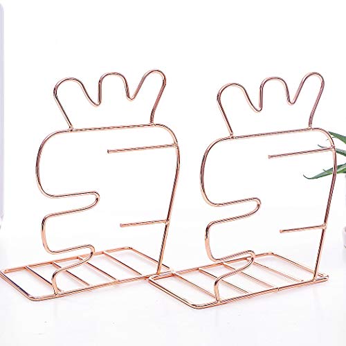 Creative Minimalist Style Bookends Metal Adjustable Books Holder Stand Book Rack Desk Bookend - Carrot, Rose Gold - color: Carrot, Rose Gold