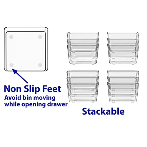 Simple Houseware Clear Drawer Organizer for Office Bin Desk Storage, 3.25"x 3.25", 12 Packs - size: Small Size