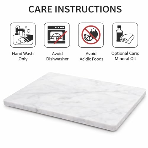 Marble Pastry & Cutting Board – 10x14 Inch Natural Stone Slab with Non-Slip Feet for Dough, Cheese, Baking, Serving, Charcuterie, Trivet – Easy to Clean Gift Tray. - color: White, size: 14"L x 10"W