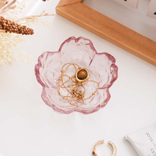 Gifts for Women Flower Ring Dish Jewelry Tray,Glass Trinket Dish Bathroom Room Decor Trinket Dish Valentine's Friendship Christmas Birthday Gifts for Women(Light Pink Purple) - color: Light Pink Purple