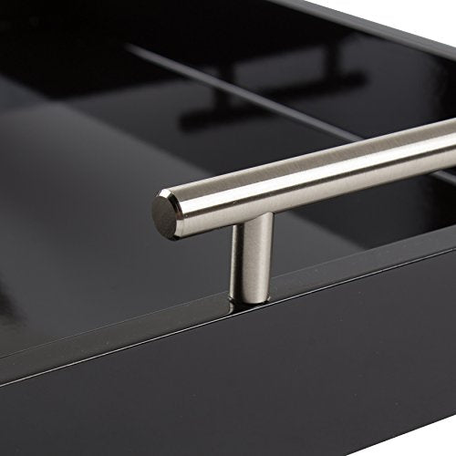 Kate and Laurel Lipton Decorative Tray with Polished Metal Handles, Black and Silver - color: Black, size: 16.5" x 12.3" x 3.3"