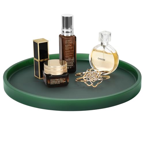 Shinowa Vanity Tray, Resin Bathroom Decorative Tray Catchall Organizer Jewelry Dish Tray for Bathroom Bedroom Counter-top Vanity Organization Vanity Table Jewelry Organizer, Matte Ink Green - color: Matte Ink Green