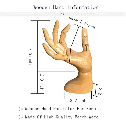 Mannequin,Mannequin Hand,Hand Model,Hand Mannequin for Nails,Drawing Mannequin,Wooden Hand,Wooden Mannequin,Wood Hand,Hand Model for Drawing,Female Hand of Right. - color: Female_right 7.5 in