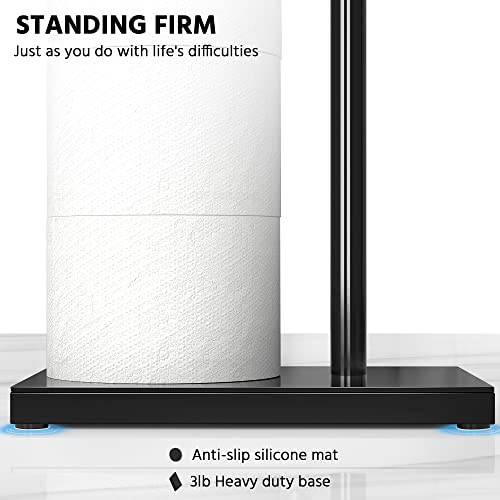 CISILY Black Toilet Paper Holder Stand with Storage Shelf, Free Standing Toilet Paper Roll Holders, Bathroom Toliet Tissue Holder Accessories Essentials - color: Black, size: With Storage