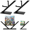 RattanView 2 Pcs Metal Glass Display Stands Square Art Glass Display Easel Stained Ceramic Holder Tiles Plaques Stand for Picture Collectibles Ceramic Tiles Photo Office Trade Show Home