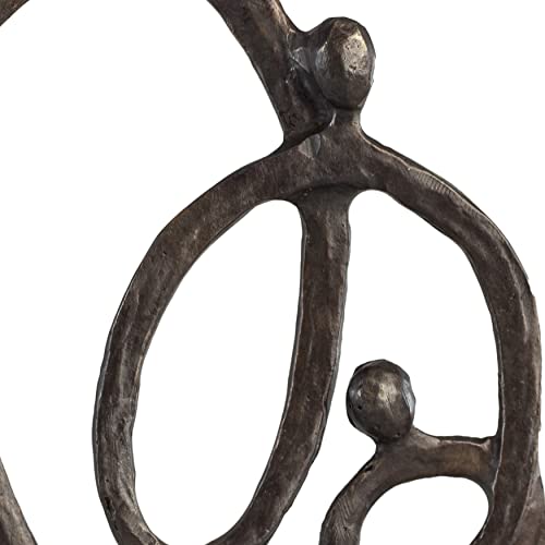 Danya B. Family of 3 Heart Ring of Love Sand-Casted Bronze Sculpture, Contemporary Decor for Home or Office, Gift for a Family of 3, Wedding, Birthday or New Baby