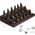 Juexica 18 Fingers Wood Ring Display Wooden Finger Ring Stand for Selling Jewelry Display Holder Showcase for Storage(Black Gray) - color: Black Gray