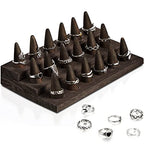 Juexica 18 Fingers Wood Ring Display Wooden Finger Ring Stand for Selling Jewelry Display Holder Showcase for Storage(Black Gray) - color: Black Gray