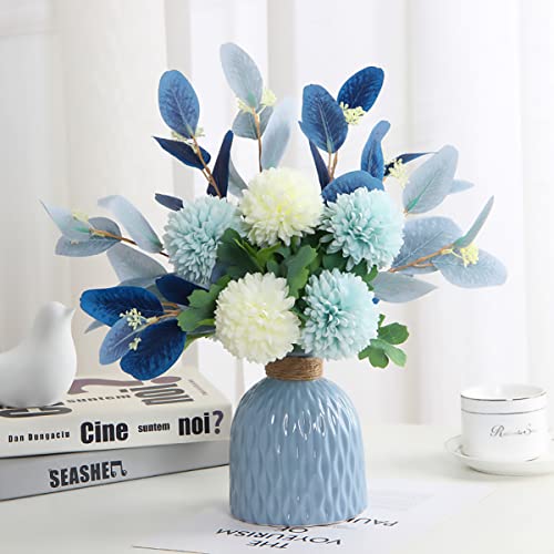Ceramic Vase-Flower Vase Dried Flower Vase for Modern Home Decor, Fit for Foyer Living Room Fireplace Bedroom Kitchen,Decent Gift, 6.0" H (Blue) - color: Blue