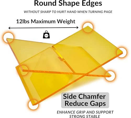 Honygebia Gold Acrylic Book Stands - Cross Frame Acrylic Book Holder, Open Bookstand for Display and Reading, Suitable for Art, Bible, Cookbook, Easel, Magazine, Textbooks 12.5" x 9.5" x 5.5" - color: Gold