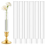 6 Pack 7.9” Acrylic Bud Vase — Cylinder Bud Vase for Taper Candlesticks, Flower Vase with Silicon Rubber Case Fits Candlestick Size 20-22mm, Perfect for Tablescapes, Weddings & Home Decor - size: 6 PC Solid
