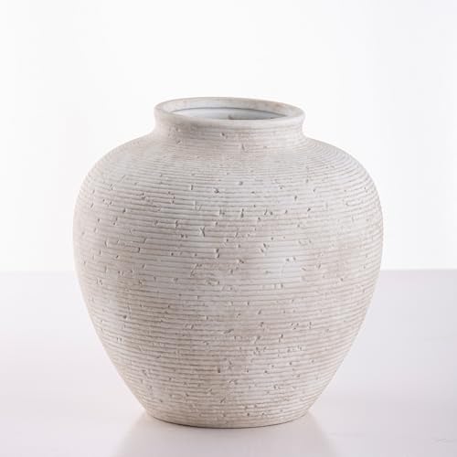 Vanselia Ceramic Flower Vase Home Decor - Large Tall Farmhouse Table Vases Rustic Vintage Living Room Kitchen Bedroom Decorations for House Book Shelf Office Coffee Desk Dining Fireplace (10" Rustic) - color: Rustic-10"