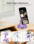 Aoviho Magnetic Phone Stand for Desk – 360° Rotating Aluminum Phone Holder, Stable Desk Stand for Office, Home & Kitchen, Compatible with iPhone 17 Pro Max 16–12 Series and MagSafe Cases, Purple - color: Purple
