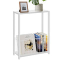 Homleke Narrow Side Table with Magazine Holder, Skinny End Table Perfect for Small Spaces, Space-Saving Design for Living Room, Bedroom, or Office, 7.1" D x 16.9" W x 23.6" H, White - color: White - Standard