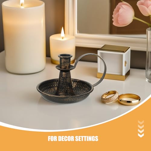 Healifty Retro Iron Taper Candle Holder - Candlestick Holders Candlelight Stand for Farmhouse Decor Home Wedding Party Table Decoration Bronze L - size: 15.00X12.00X10.00CM