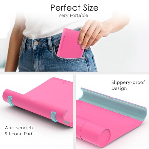 Cell Phone Stand for Desk, Foldable and Adjustable Multi-Angle Holder Dock, Universal Compatibility for Most Phone and Tablet, Portable and Sturdy Design for Office and Home (Pink) - color: Pink