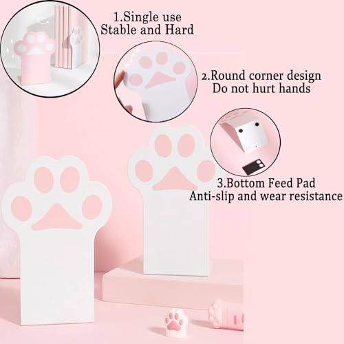 2 Sets Cat Paw Metal Bookends Cute Desktop Bookshelf Sturdy Cartoon Bookshelf for Home and Office Decoration - color: 1 Set Pink+1 Set White