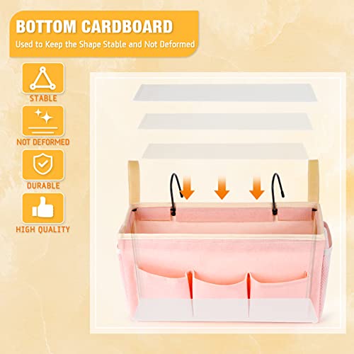 Lilithye Bedside Organizer with Fixed Straps and Water Bottle Holder for Home, College, Dorm, Bunk, Hospital, Crib, Bed Rails - Pink - color: Pink