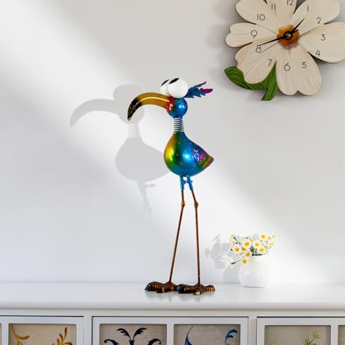 18.9" Metal Peacock Garden Statue - Weather-Resistant Outdoor Bird Figurine, Yard Art Decor for Lawns and Patios, Unique Gift for Gardening Enthusiasts - color: Blue-peacock