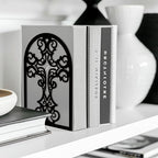 Peacoblue Metal Bookends for Shelves, Modern Decorative Heavy Duty Study Book Support Stoppers for Office, Desk, Shelf, Room 5.3"x4.3"x6.7" Cast Iron Simple Tall Bookends, 1 Pair (Cross) - style: Cross