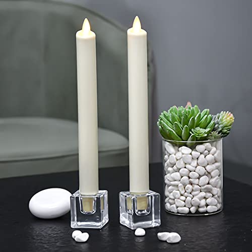 6 PCS Square Glass Taper Candle Holder, Crystal Clear Candlestick for Dining Table, Wedding, Thanksgiving and Christmas.… - color: Transparent 6pcs