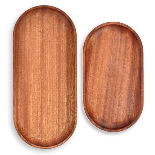 6 Pack Solid Wood Serving Platters and Trays of Natural Wood with Edge,Rectangular Avoid Sliding and Spilling Food (Walnut Trays x 6Pack) - color: Walnut Trays X 6pack