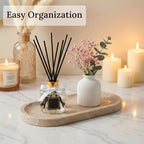 Travertine Vanity Tray for Bathroom Counter, 10"x5" Natural Marble Tray, Hand Polished, Perfume Organizer with Non-Slip Base, Candles, Stone Jewelry Dish (Travertine Beige, 9.8X4.7) - color: Travertine Beige