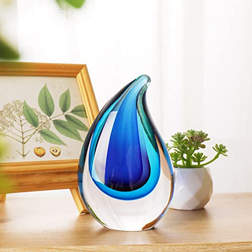 Yao Yuan Hand-Blown Murano-Style Glass Sculpture Decor Statue and Figurine - Wonderful Gift, Blue - color: Blue