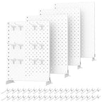TORACK Pegboard Display Stand for Craft Shows & Fairs, 12 x 16 in Metal Tabletop Pegboard Display with Hooks for Christmas Fair Event(White, Pack of 4) - style: 4-Pack White