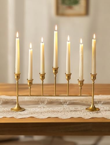 NUPTIO Gold Candlestick Holders for Table: Vintage Candelabra for Taper Candles - Long Candle Stick Holder for Christmas Birthday Party Fireplace Centerpiece - color: Gold, size: 1 pc