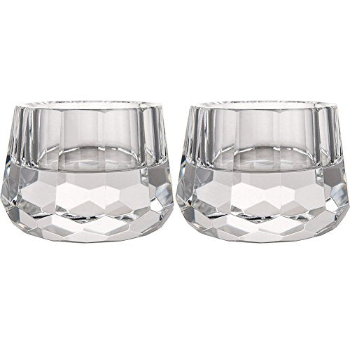 Crystal Votive Tealight Candle Holders Home Decorations for Christmas Wedding Table 2.5" Diameter x 1.8" High Set of 2