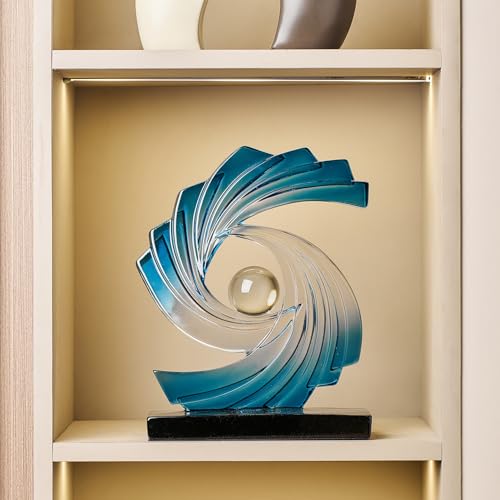 Abstract Art Statue,Modern Gold Minimalist Decoration,Geometric Abstract Sculpture,Decoraciones para Sala Bedroom Office Coffee Tabletop Centerpiece Decoration Resin Collectibles (Blue) - color: Blue