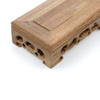 Wooden Display Stand Base 5.12"×2.76" Rectangle Wood Carved Pedestal Oriental Stand Pedestal for Furniture Antique - size: 5.12"×2.76"