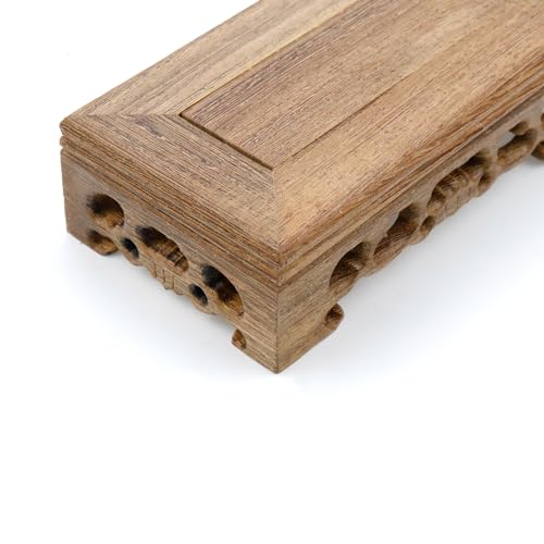 Wooden Display Stand Base 5.12"×2.76" Rectangle Wood Carved Pedestal Oriental Stand Pedestal for Furniture Antique - size: 5.12"×2.76"