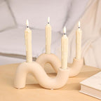 Ceramic Candle Holder Set of 2,Modern Taper Candlestick Holder for Dining Table Living Room Wedding Decor,White Candelabra for 2 Taper Candles