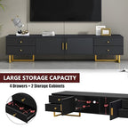 Modern TV Stand with Drawers for TVs up to 75'', Media Console Storage Cabinet Entertainment Center Furniture for Living Room Bedroom, Gold Metal Legs, 70.9-Inch, Black - color: Black