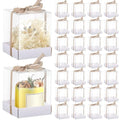 Cunno 36 Set 3.5 x 3.5 x 4.3 in Candle Gift Package Valentine's Transparent Box 4-18 oz Handmade Tealight Candle Holder Paper Bottom Ribbon for Wedding Baby Shower Party Mug(White) - color: White