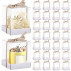 Cunno 36 Set 3.5 x 3.5 x 4.3 in Candle Gift Package Valentine's Transparent Box 4-18 oz Handmade Tealight Candle Holder Paper Bottom Ribbon for Wedding Baby Shower Party Mug(White) - color: White