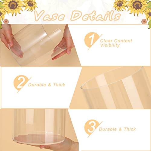 Qunclay 4 Pcs Acrylic Flower Vase Plastic Cylinder Vase for Centerpiece Decorative Clear Acrylic Cylinder Containers Break Resistant Round for Home Party Table Deco(6 x 6 Inch) - size: 6 x 6 Inch