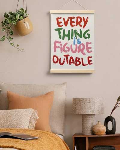 FGFK Everything is Figureoutable Colorful Inspirational Wall Art Poster Hanger Frame, Motivational Positive Affirmations Canvas Prints Framed Wall Decor for Office Classroom Home, 12x16 Inch - color: Colorful