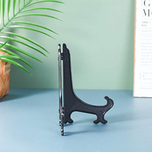 Artliving 7" Black 24pcs/Set Plastic Easels Plate Display Stands Picture Frame Stand Holder - color: Black, size: 7inch(24piece)