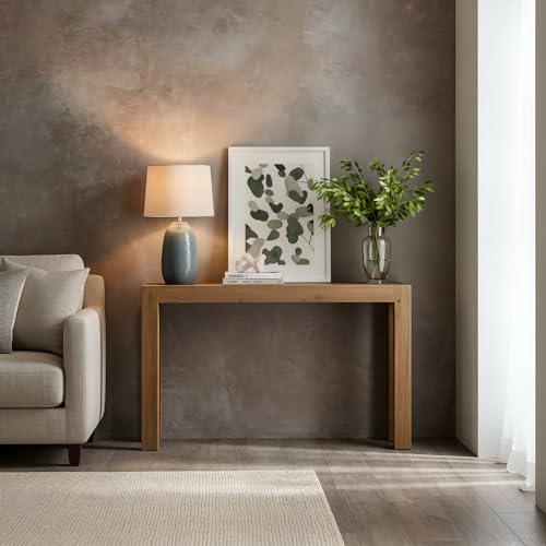 Plank+Beam Modern Solid Wood Console Table, 46 Inch, Sofa Table, Narrow Entryway Table for Hallway, Behind The Couch, Living Room, Foyer, Easy Assembly, Pecan - color: Pecan, size: 46 Inch