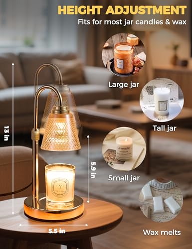 Candle Warmer Lamp with Timer Dimmer, Birthday Gifts for Mom Women Friend Sister, House Warming Gifts, Wax Melt Warmer, Office Apartment Dorm Room Home Decor - color: Gold