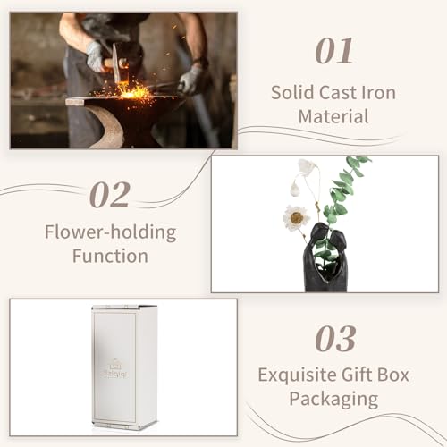 Sziqiqi 6th Anniversary Wedding Gift: Iron Gifts for 6th Anniversary for Couple - Romantic Couple Statue Metal Love Sculpture Black Abstract Figurines for Home Decor Women Her Wife Girlfriend Him Men - style: Face to Face